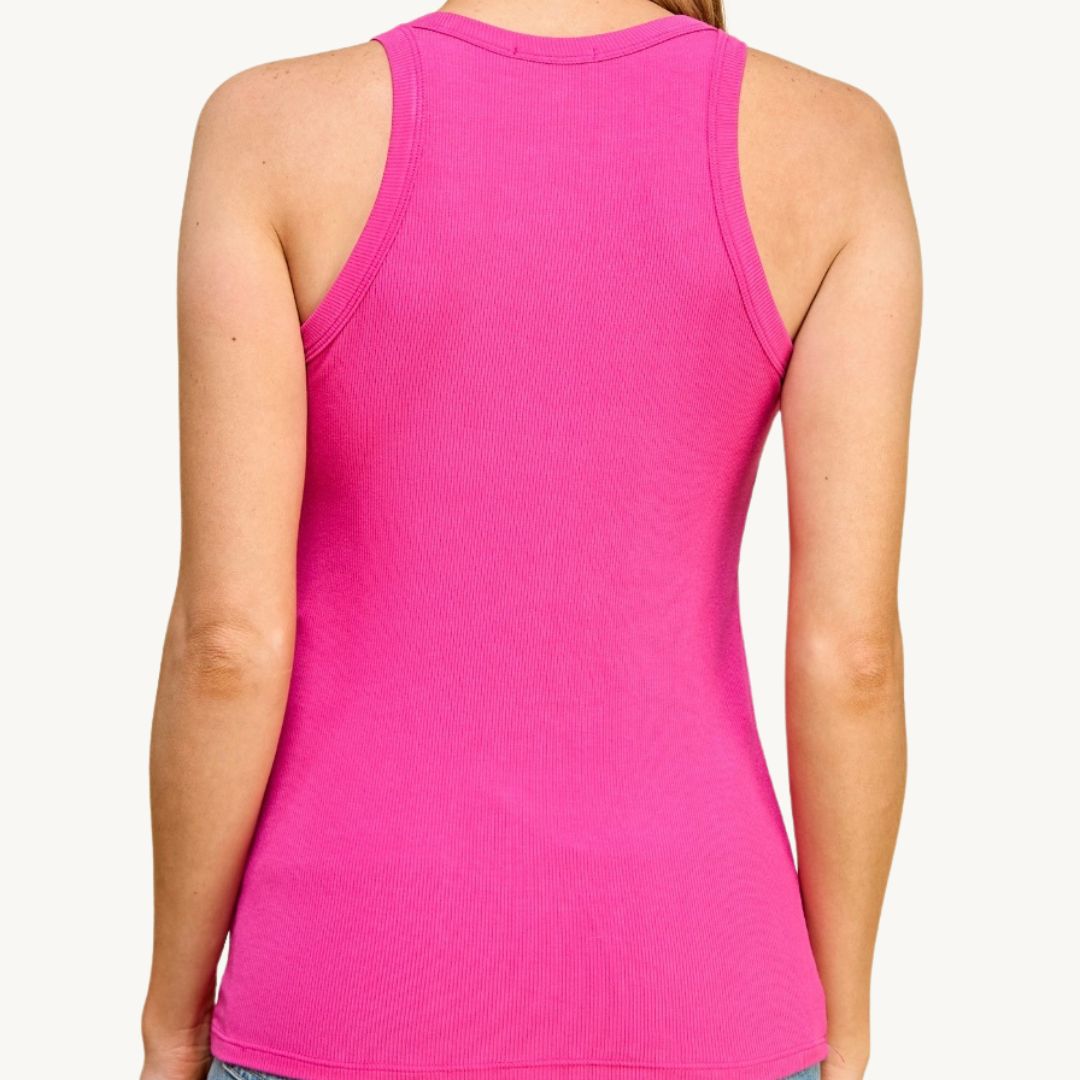 Hot Pink Tank Top, Made in USA