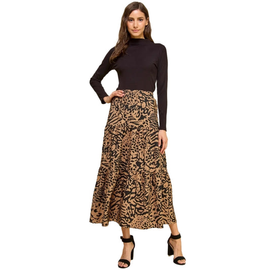 Black and Tan Layered Maxi Skirt