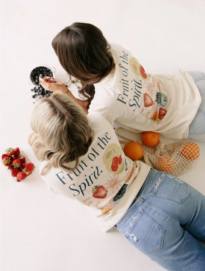 Girls wearing Fruit of the Spirit Graphic Tee - Christian Clothing  - Galatians 5:22-23