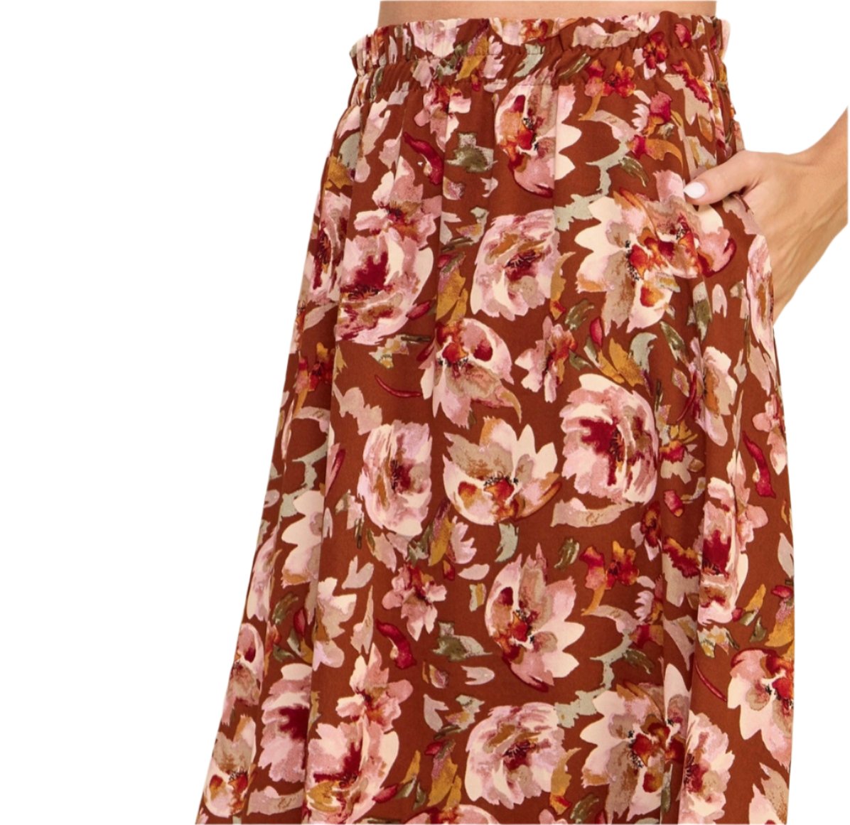 Pockets maxi Skirt Red Brown