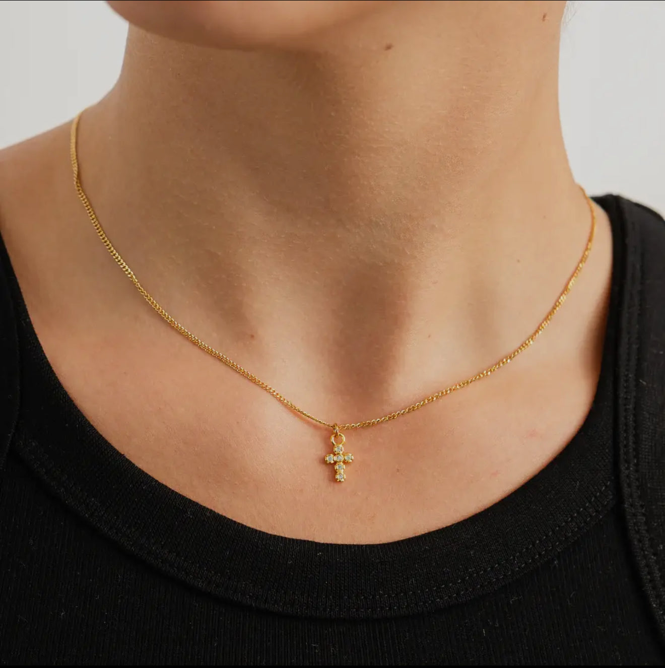 Gold Cross Necklace - Made in USA