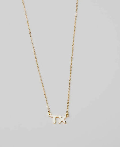 TX Initial Necklace in Gold -Made in USA