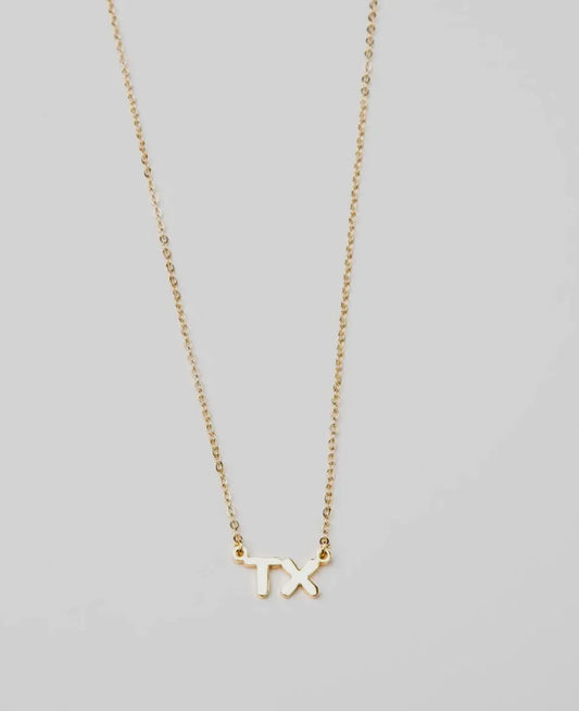 TX Initial Necklace in Gold -Made in USA