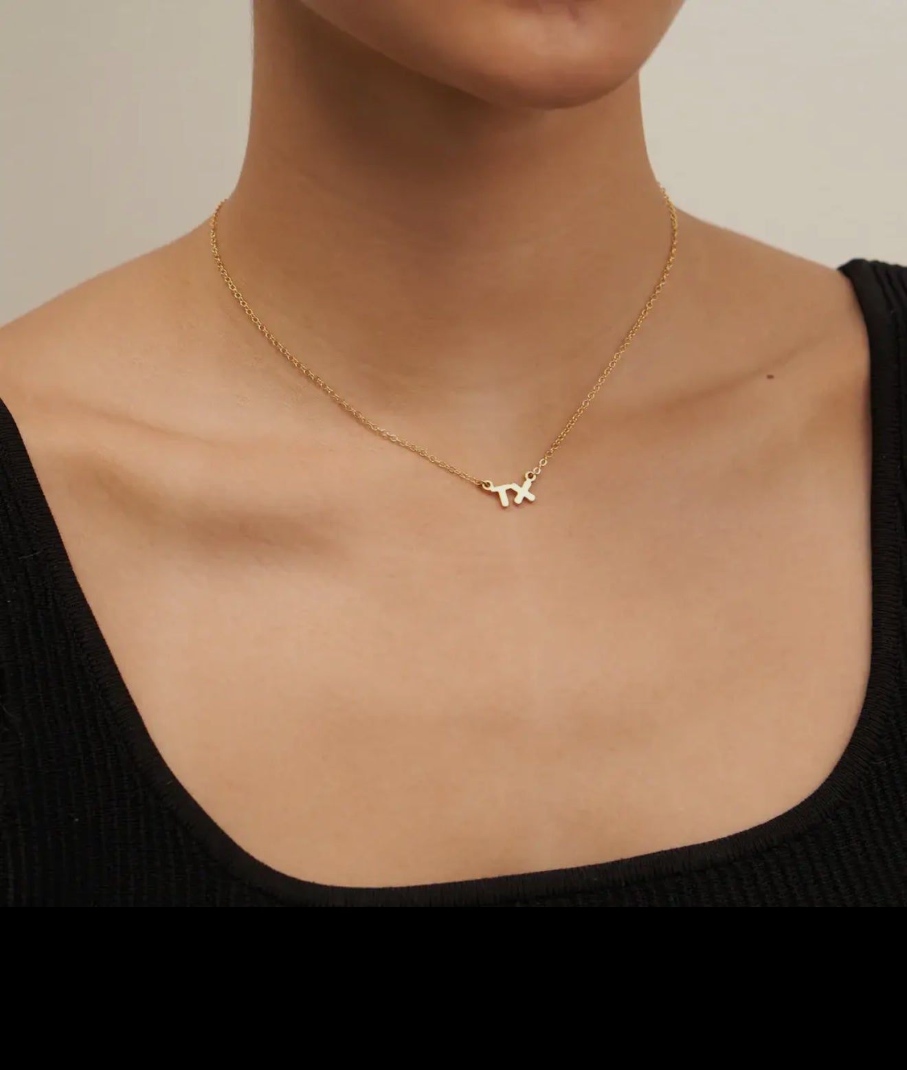 TX Initial Necklace in Gold - Waterproof