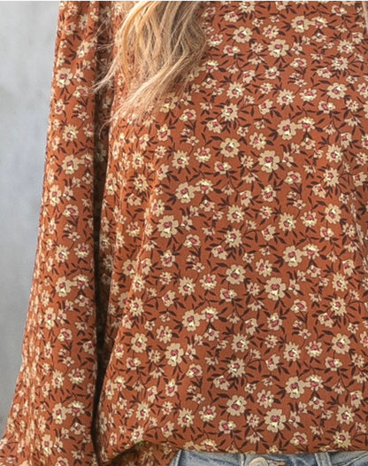 Floral Pattern Floral Blouse - Made in USA