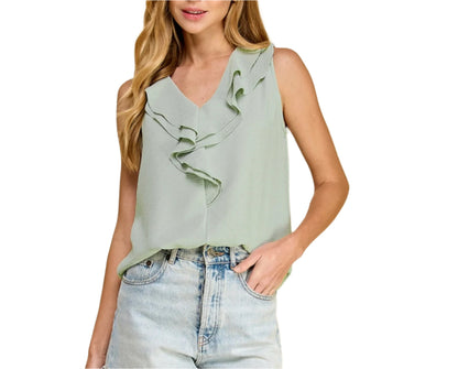 Mint Green Ruffle Top - Made in USA