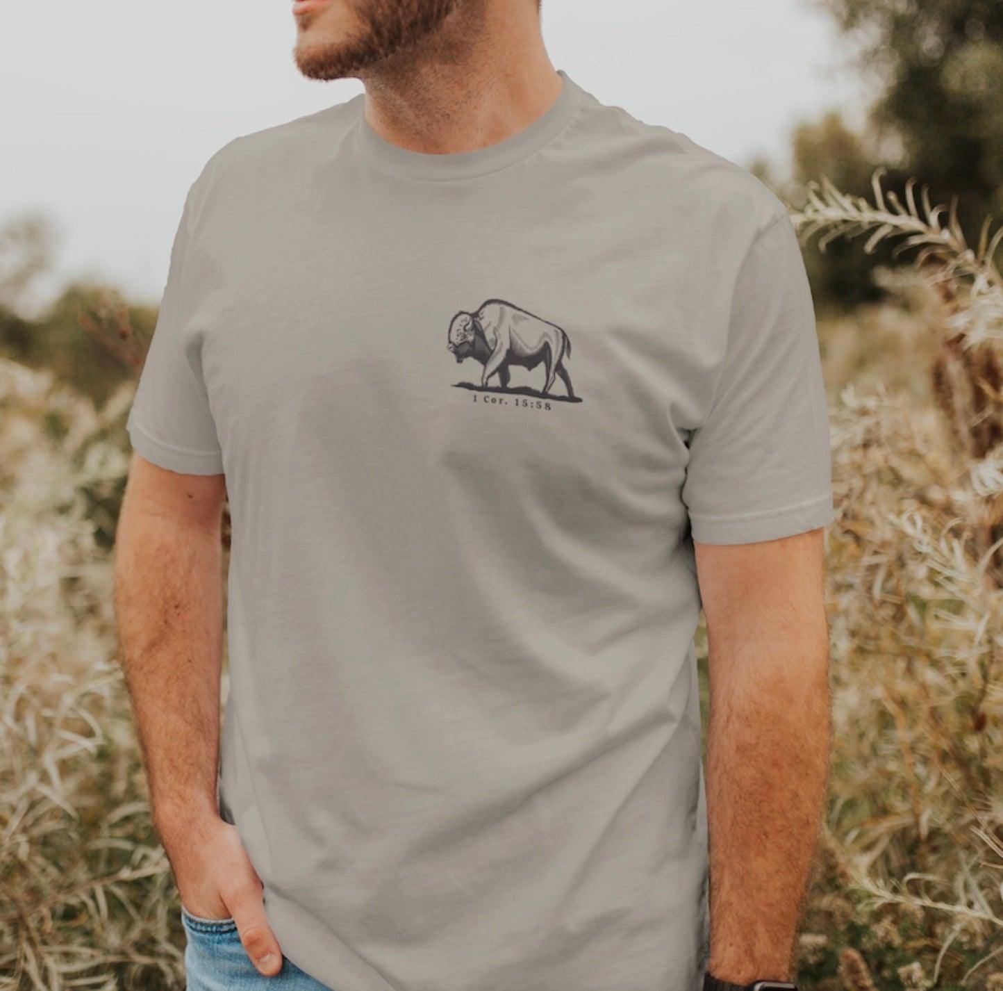 Be Strong and Steadfast - Buffalo Tee - Christian Apparel - Kin Trading Post