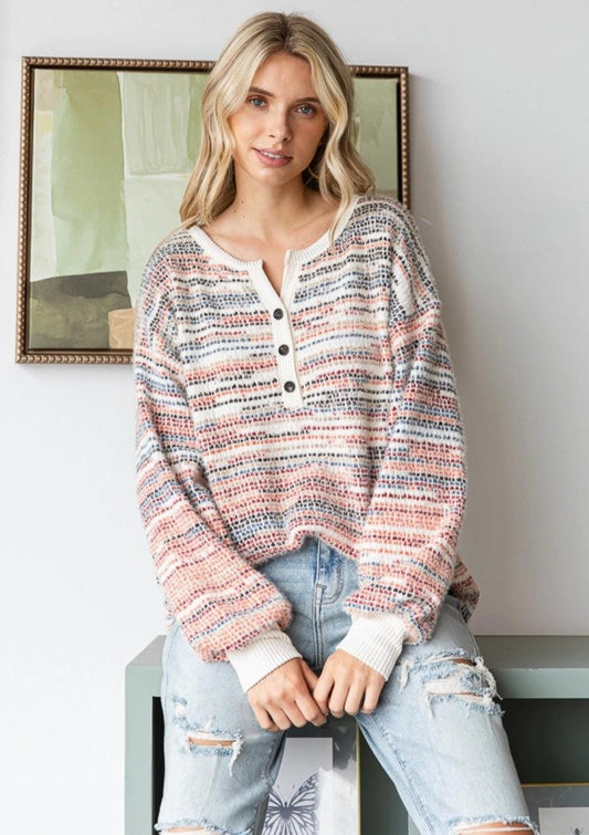 Multi-Color Knit Sweater - Made in USA - Kin Trading Post