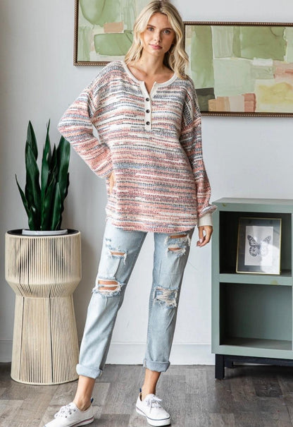 Multi-Color Knit Sweater - Made in USA - Kin Trading Post