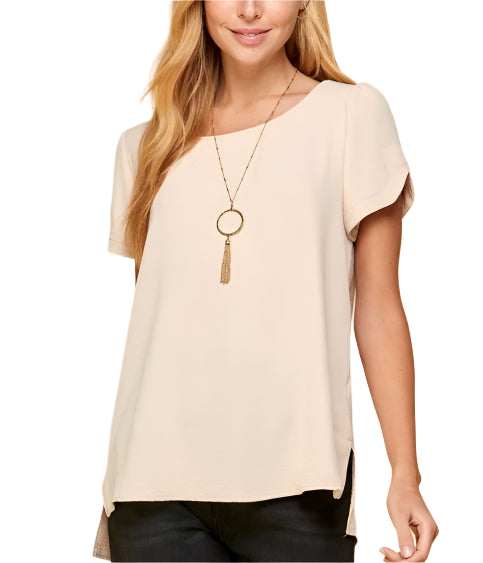 Sand Blouse with Sleeve Detail - Made in USA