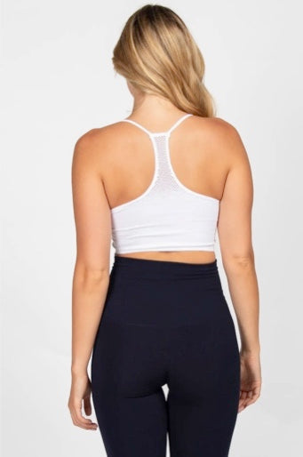 White Cami Top - Racerback Mesh- Made in USA 