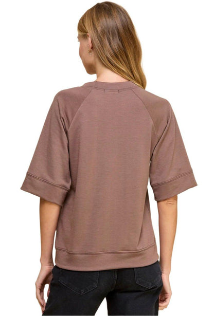 French Terry Minimalist Mocha Top - Made in USA - Kin Trading Post