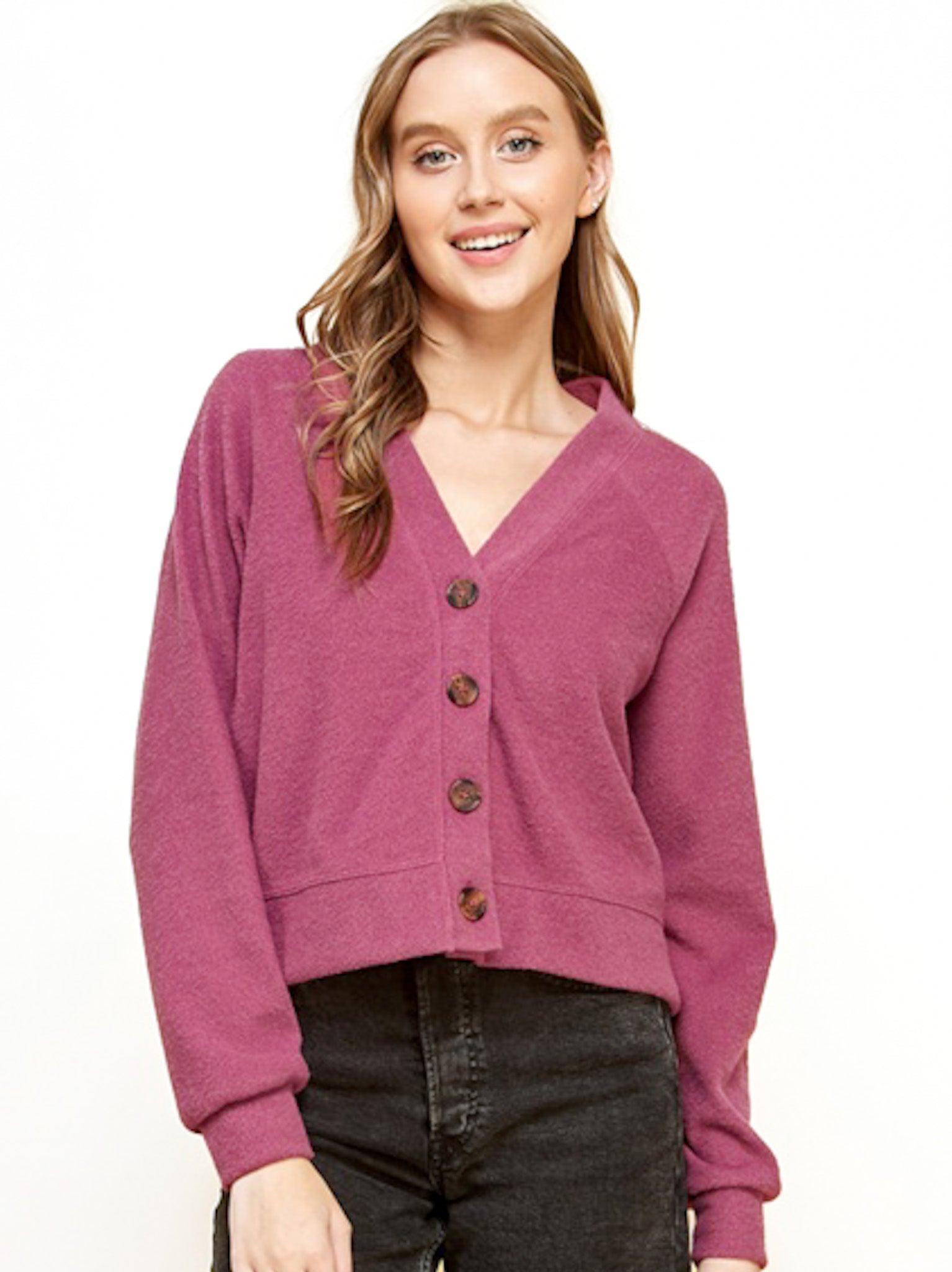 Magenta hot sale cardigan sweater