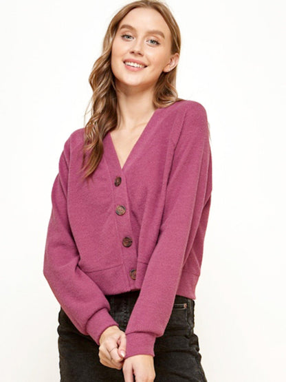 50%OFF! Magenta Button Up Cardigan - LARGE ONLY - Kin Trading Post